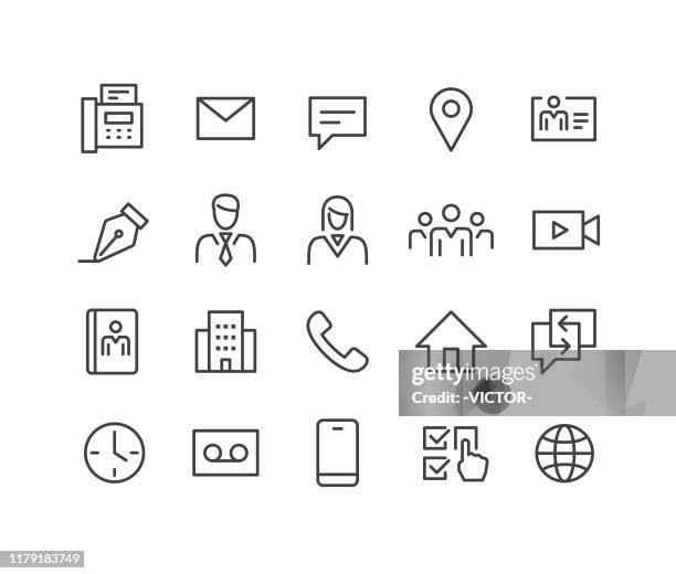 ilustraciones, imágenes clip art, dibujos animados e iconos de stock de iconos de contacto comercial - classic line series - tarjeta de negocios