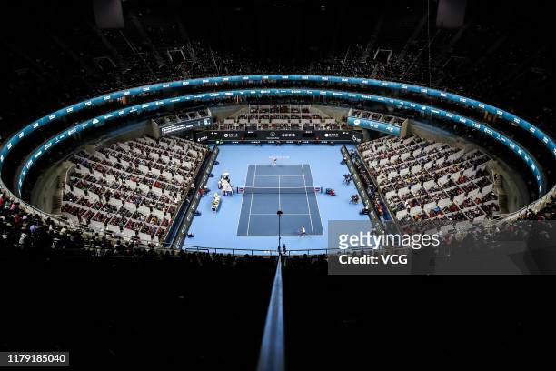 General view inside the stadium during the Women's Singles semi-final match between Naomi Osaka of Japan and Caroline Wozniacki of Denmark on Day...