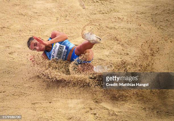Maryna Bekh-Romanchuk of Ukraine competes in the Women's Long Jump qualification during day nine of 17th IAAF World Athletics Championships Doha 2019...