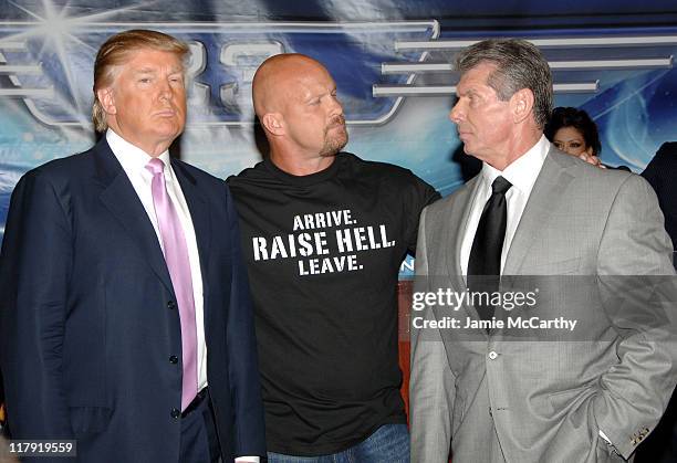 Donald Trump, Stone Cold Steve Austin and WWE Chairman Vince McMahon