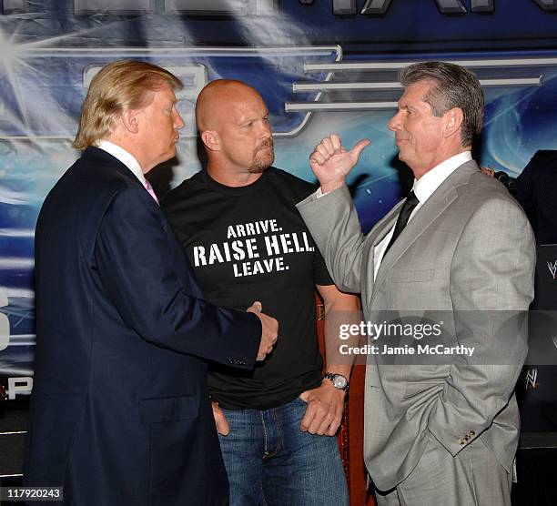 Donald Trump, Stone Cold Steve Austin and WWE Chairman Vince McMahon