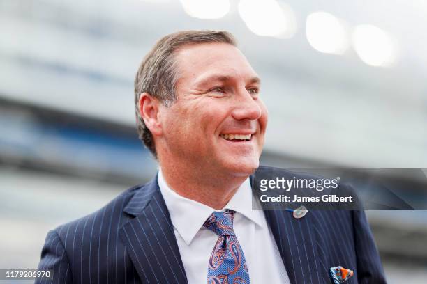 Head coach Dan Mullen of the Florida Gators looks on before the start of a game against the Auburn Tigers at Ben Hill Griffin Stadium on October 05,...