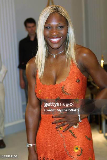 Serena Williams during Serena Williams to Blind Her Opponents with Harry Winston's New Diamond Line Bracelet at Harry Winston 5th Ave. In New York...