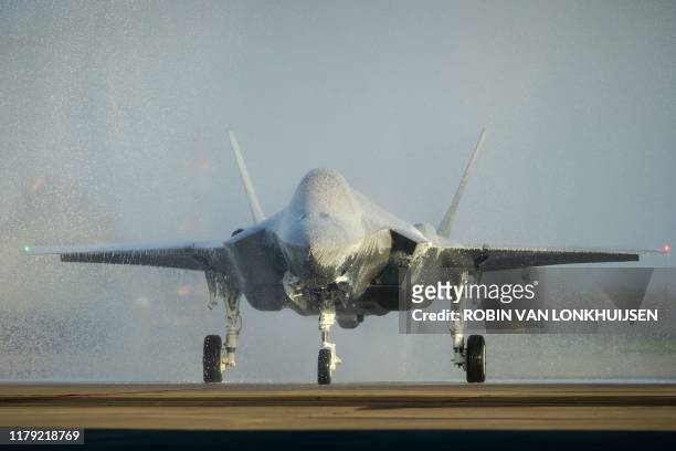 First F-35, also known as the Joint Strike Fighter, lands at Leeuwarden Air Base in Leeuwarden, The Netherlands, on October 31, 2019. - The Dutch...