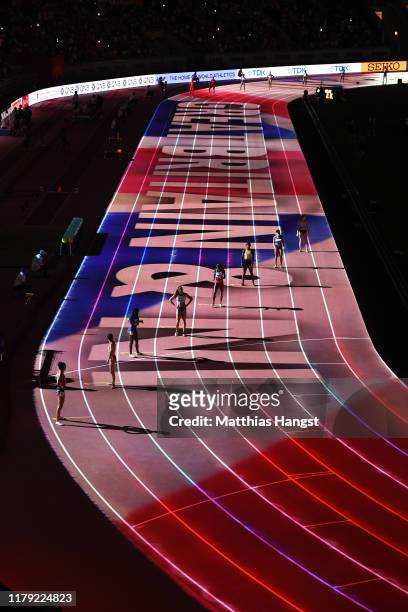 Introductions take place for the Women's 4x100 Metres Relay during day nine of 17th IAAF World Athletics Championships Doha 2019 at Khalifa...