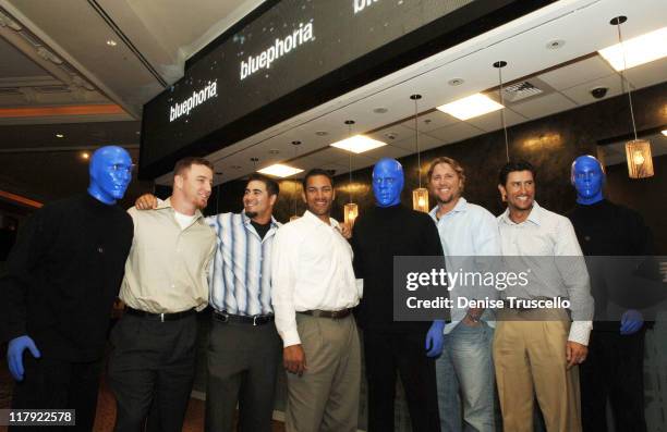 Drew, Jason Repko, Jose Cruz, Brett Tomko and Nomar Garciaparra with the Blue Man Group