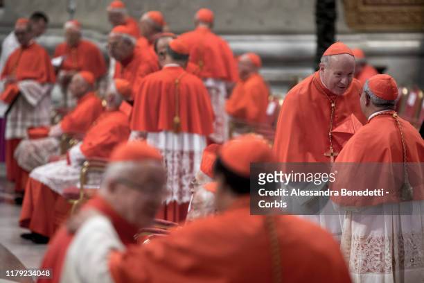 Cardinal Christoph Schönborn attend a Consistory Ceremony led by Pope Francis to create thirteen new Cardinals in St. Peter's Basilica at The Vatican...