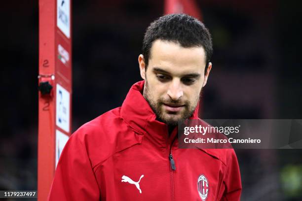 Giacomo Bonaventura of Ac Milan looks on before during the the Serie A match between Ac Milan and Spal. Ac Milan wins 1-0 over Spal.