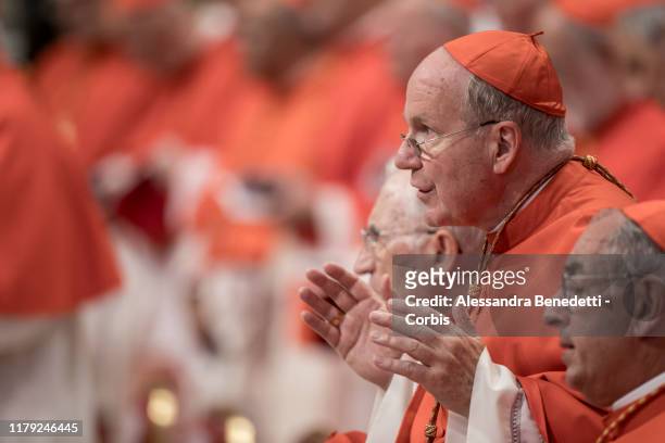 Cardinal Christoph Schönborn attends a Consistory Ceremony led by Pope Francis to create Thirteen new Cardinals in St. Peter's Basilica at The...