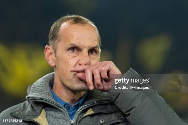 Head coach Heiko Herrlich looks on prior to the DFB Cup second round match between Borussia Dortmund and Borussia Moenchengladbach at Signal Iduna...