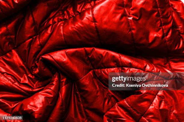 blue and red full zipper windbreaker down jacket, rain proof down jacket. down jacket sport shiny nylon full zip isolated on white. - wind shelter stock pictures, royalty-free photos & images