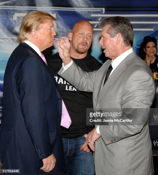 Donald Trump, Stone Cold Steve Austin and WWE Chairman Vince McMahon