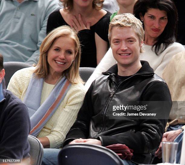 Katie Couric and Chris Botti during Celebrities Attend Portland Blazers vs. New York Knicks Game at Madison Square Garden in New York City, New York,...