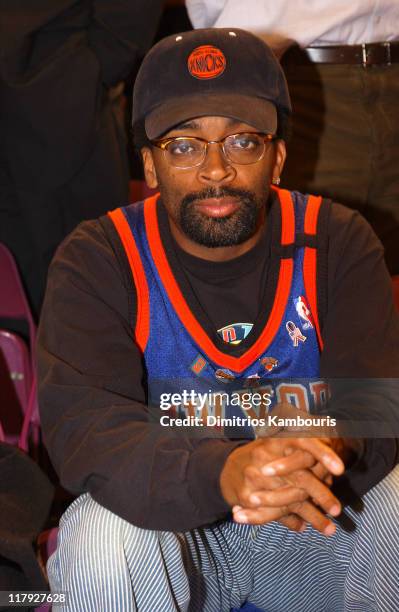 Spike Lee during New York Knicks vs. Sacramento Kings - Courtside at Madison Square Garden in New York City, New York, United States.