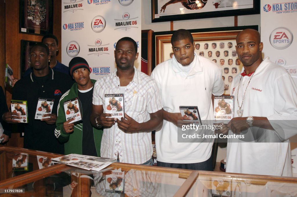 NBA Star Dwayne Wade Joins Nick Cannon and Bryant McKnight at the NBA Store for the Premiere of "EA Sports NBA Live 06"