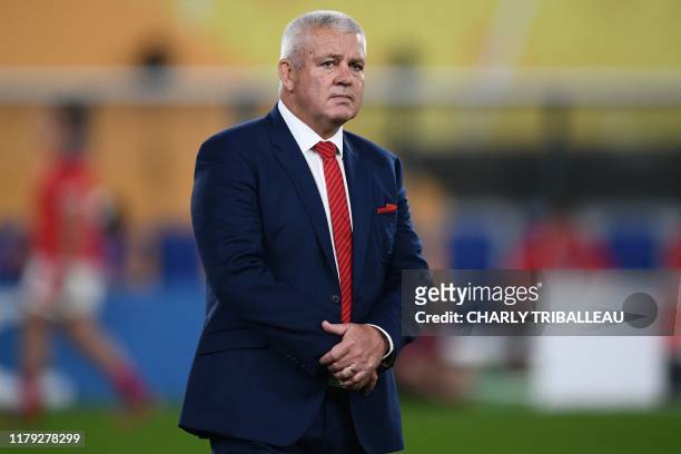 Wales' head coach Warren Gatland looks on before the Japan 2019 Rugby World Cup bronze final match between New Zealand and Wales at the Tokyo Stadium...