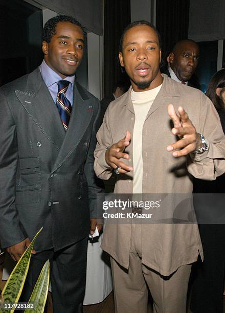 Curtis Martin and Santana Moss of the NY Jets during "New York Sports Night" at the Esquire Apartment at The Esquire Apartment in New York City, New...