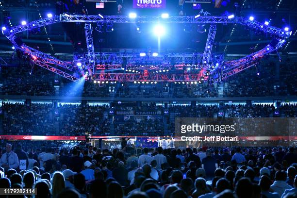 General view of the Octagon during the UFC 243 event at Marvel Stadium on October 06, 2019 in Melbourne, Australia.