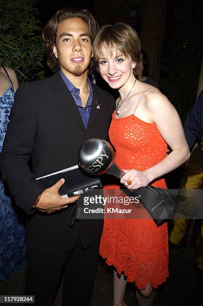 Apolo Anton Ohno and Sarah Hughes during 2002 ESPY Awards - After Party at The Highlands in Hollywood, California, United States.