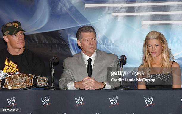 Champion John Cena, WWE Chairman Vince McMahon and WWE Diva Ashley