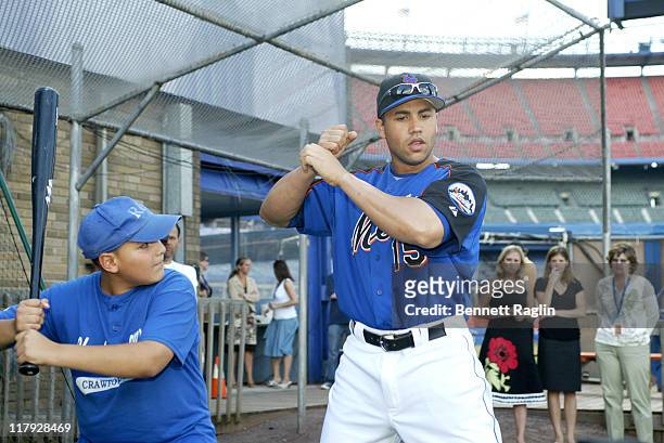 New York Mets Carlos Beltran and players at his "Harlem RBI" clinic at Shea Stadium in Queens, New York on August 8, 2006. Beltran pledged $500 for...