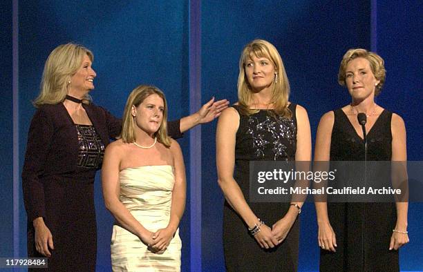 Alice Hoglan, Lyz Glick, Deena Burnett, and Lisa Beamer accept ESPY's Arthur Ashe Courage Award on behalf of Mark Bingham, Jeremy Glick, Tom Burnett,...