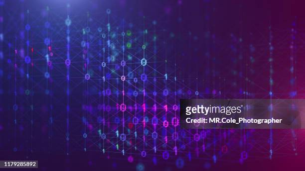 3d illustration rendering of binary code pattern abstract background.futuristic particles for business,science and technology - flowing stock photos et images de collection