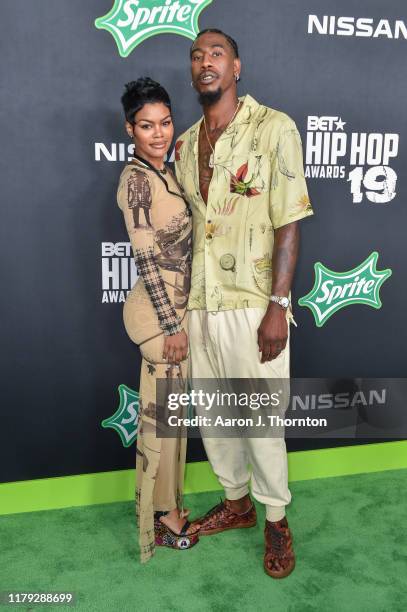 Model / Singer Teyana Taylor and Iman Shumpert arrive to the 2019 BET Hip Hop Awards on October 05, 2019 in Atlanta, Georgia.