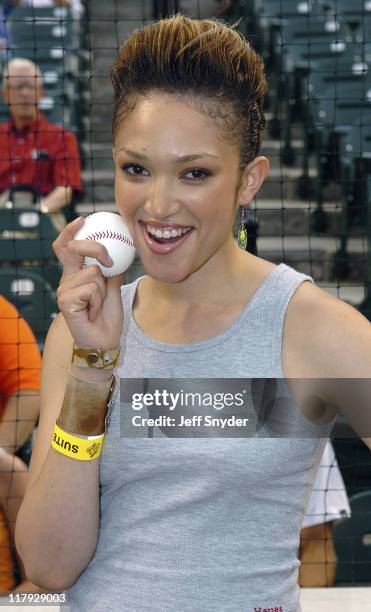 Naima Mora, newest Cover Girl during Naima Mora America's Newest Cover Girl Throws Out Ceremonial Pitch at Baltimore Orioles vs Houston Astros Game -...