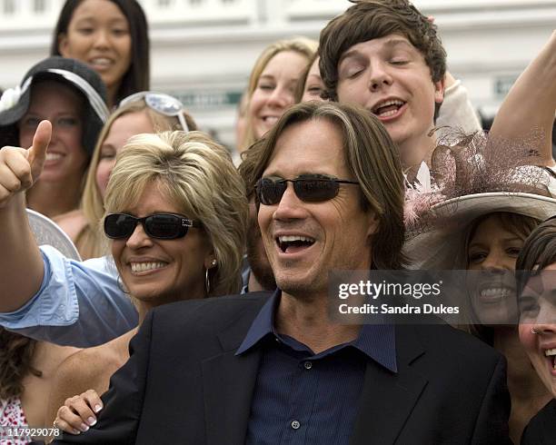 Actor Kevin Sorbo, Hercules, and some of his fans on Derby Day at Churchill Downs, Louisville, KY May 5, 2007