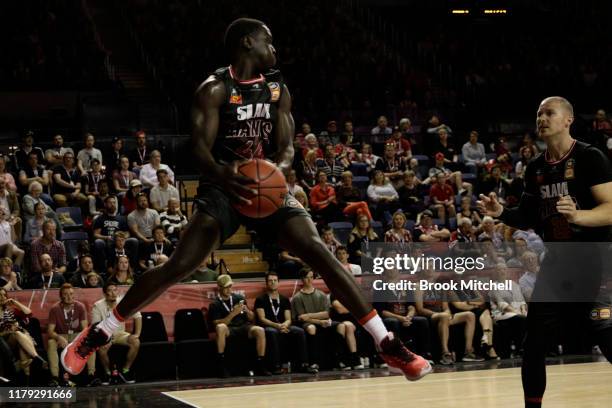 Aaron Brooks of the Hawks competes for the ball during the match between the Illawarra Hawks and the Brisbane Bullets at WIN Sports & Entertainment...