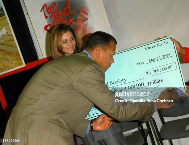 Cynthia Rodriguez and Alex Rodriguez during Alex Rodriguez and Cynthia Rodriguez Donate $200,000 to The Children's Aid Society at Salome Urena Middle...