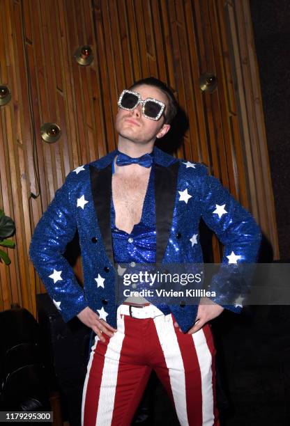 Chris Colfer attends Podwall Entertainment's 10th Annual Halloween Party presented by Maker's Mark on October 31, 2019 in West Hollywood, California.