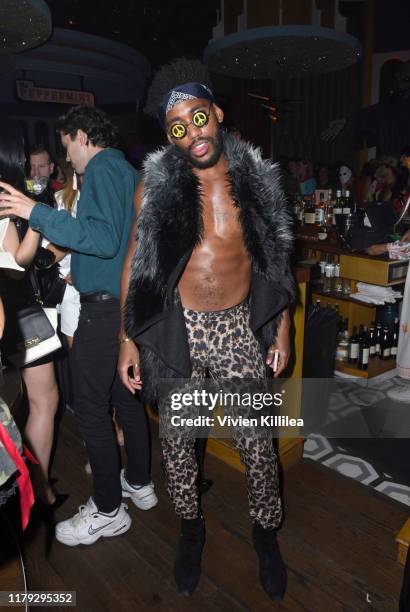 Brandon Mychal Smith attends Podwall Entertainment's 10th Annual Halloween Party presented by Maker's Mark on October 31, 2019 in West Hollywood,...