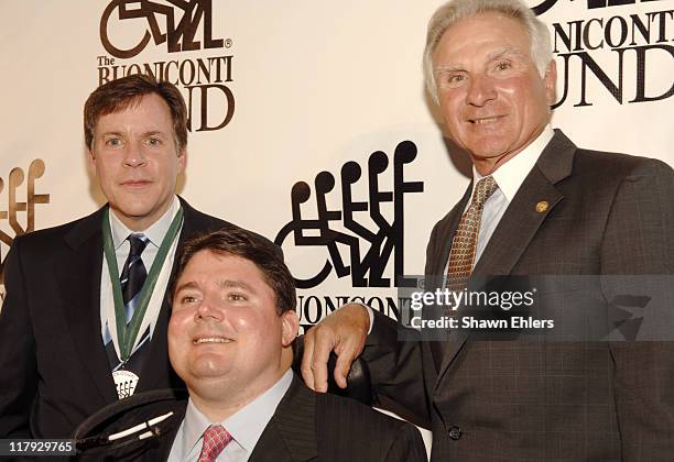 Bob Costas, Marc Buoniconti and Nick Buoniconti during 20th Annual Great Sports Legend Dinner Benefit for the Buoniconti Fund at The Waldorf Astoria...