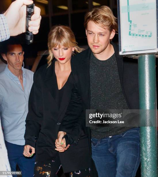 Taylor Swift and Joe Alwyn arrive at Zuma on October 06, 2019 in New York City.