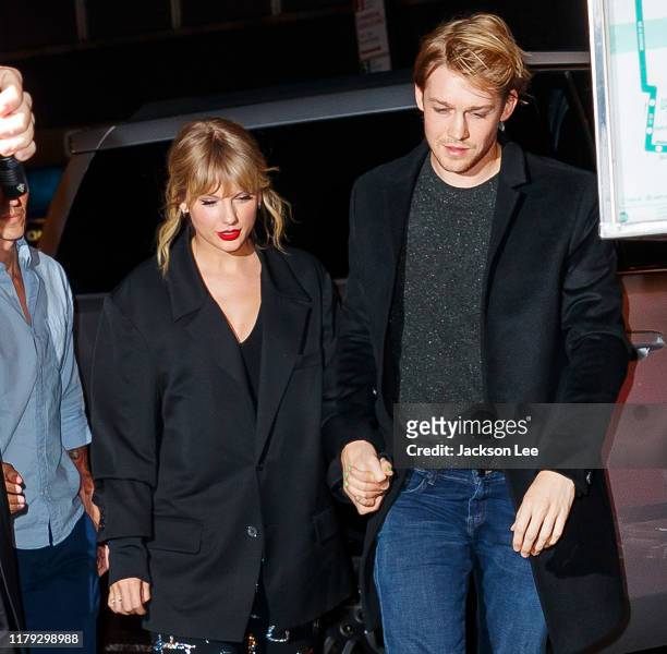 Taylor Swift and Joe Alwyn arrive at Zuma on October 06, 2019 in New York City.