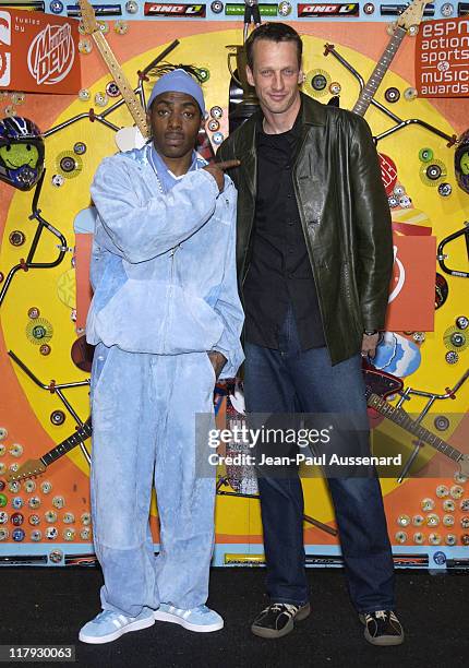 Coolio & Tony Hawk during ESPN Action Sports and Music Awards - Pressroom at The Universal Ampitheatre in Universal City, California, United States.