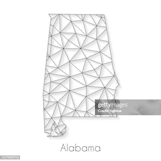 alabama map connection - network mesh on white background - birmingham alabama stock illustrations