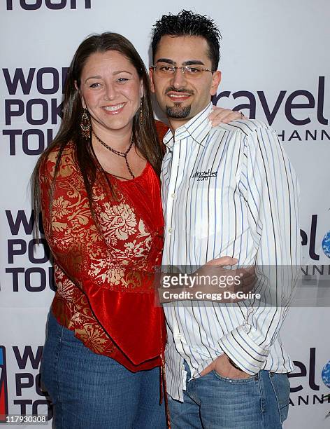 Camryn Manheim and Antonio Esfandiari during 2005 World Poker Tour Invitational - Arrivals at Commerce Casino in City of Commerce, California, United...
