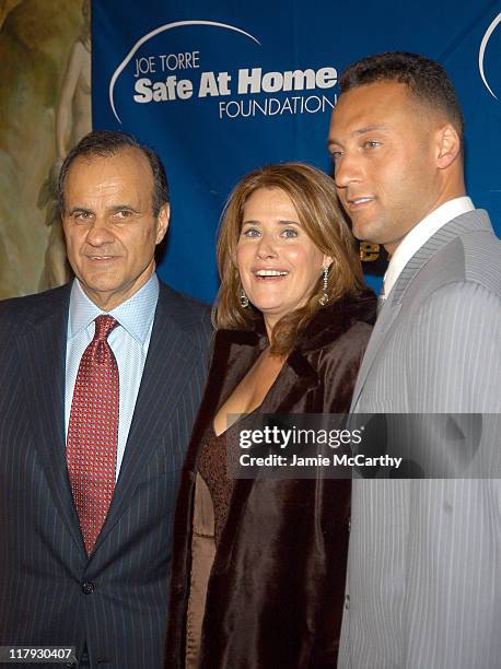 Joe Torre, Lorraine Bracco and Derek Jeter during 2nd Annual Joe Torre Safe at Home Foundation Gala - Arrivals at Pierre Hotel in New York City, New...