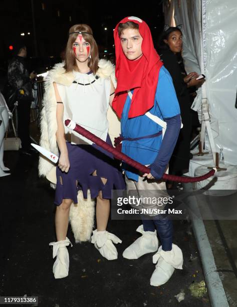 Barbara Palvin and Dylan Sprouse are seen on October 31, 2019 at the Heidi Klum Halloween Party in New York City.
