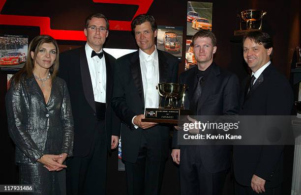 Posing with the 2003 Chevrolet Manufacturer's Championship trophy are DEI and car owner, Teresa Earnhardt, Exc. Director General Motors Marketing...