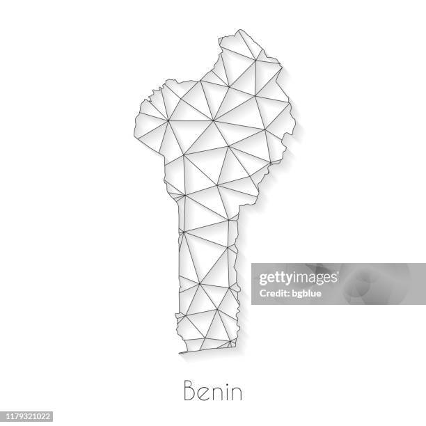 ilustrações de stock, clip art, desenhos animados e ícones de benin map connection - network mesh on white background - porto novo