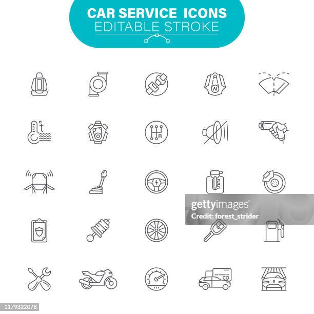 car service icons - car spare parts stock illustrations