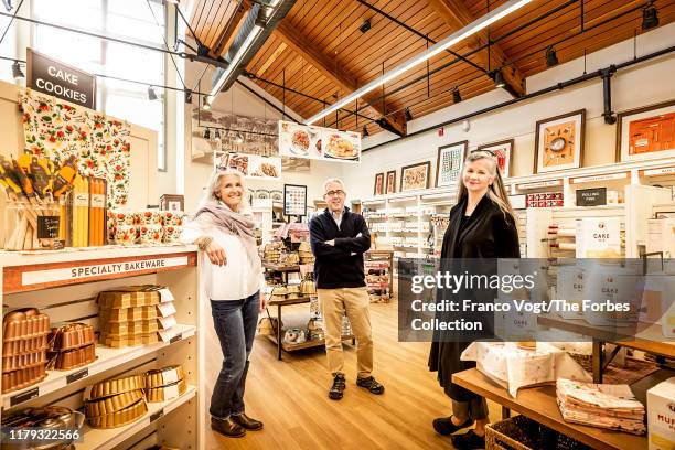 CEOs of King Arthur Flour, Karen Colberg, Ralph Carlton and Suzanne McDowell are photographed for Forbes Magazine on April 16, 2019 at the company's...