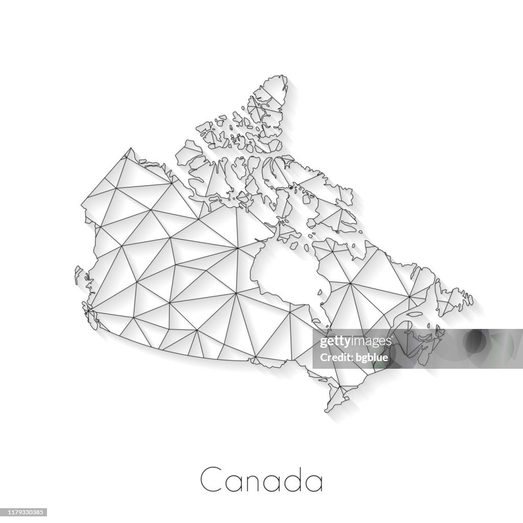 Conexão do mapa de Canadá-engranzamento da rede no fundo branco