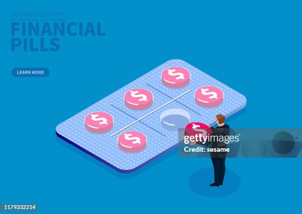 businessman take away a financial pill - antioxidant stock illustrations