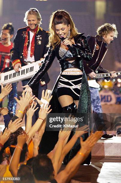 Shania Twain during Super Bowl XXXVII - AT&T Wireless Super Bowl XXXVII Halftime Show - Rehearsal at Qualcomm Stadium in San Diego, California,...