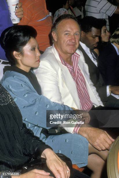 Gene Hackman and Betsy Arakawa during Mike Tyson vs Michael Spinks Fight at Trump Plaza - June 27, 1988 at Trump Plaza in Atlantic City, New Jersey,...